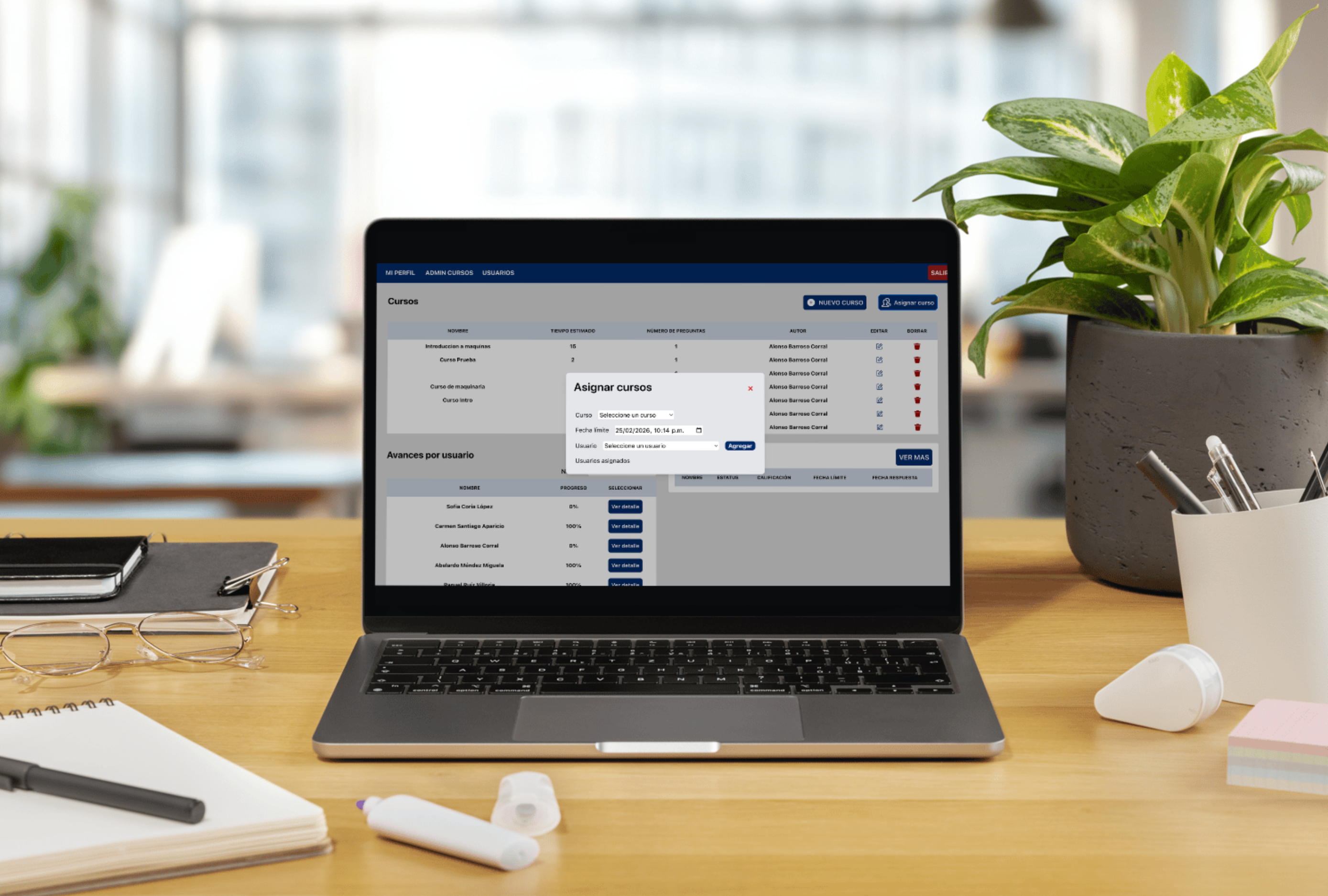 Internal training platform mockup